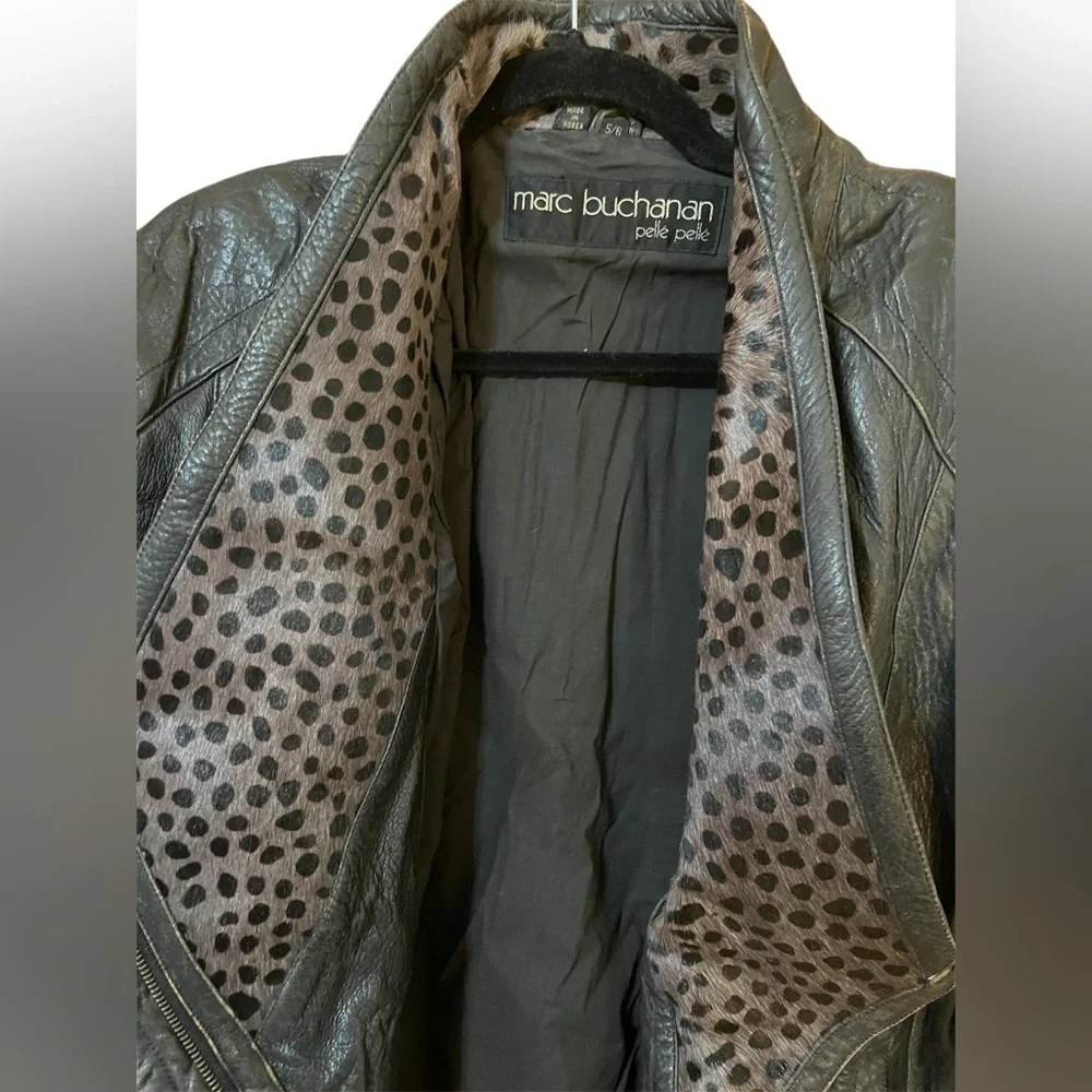 Marc Buchanan Pelle Pelle Vintage Animal Print 80’s Genuine Leather Jacket - Picture 1 of 16